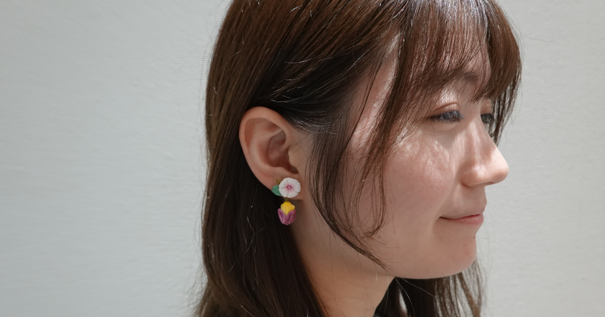 つまみ細工「サツマイモ(紅はるか)のピアス・イヤリング」アイキャッチ