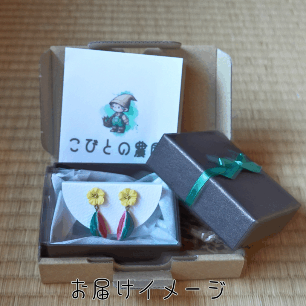 つまみ細工「スイカのピアス・イヤリング」お届けイメージ