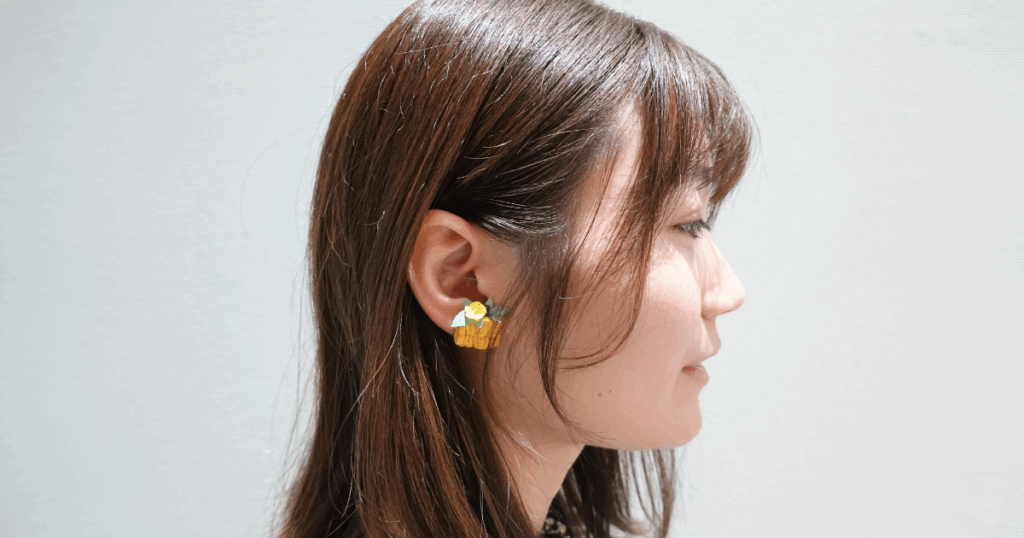 つまみ細工「カボチャ（ペポカボチャ）のピアス・イヤリング」