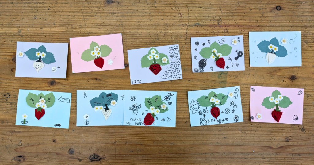 【ワークショップ実施報告】2026年02月01日(日)こびとの農園×学童スクール HARU kids club「とどいて嬉しい!つまみ細工の春絵手紙」 みんなの絵手紙