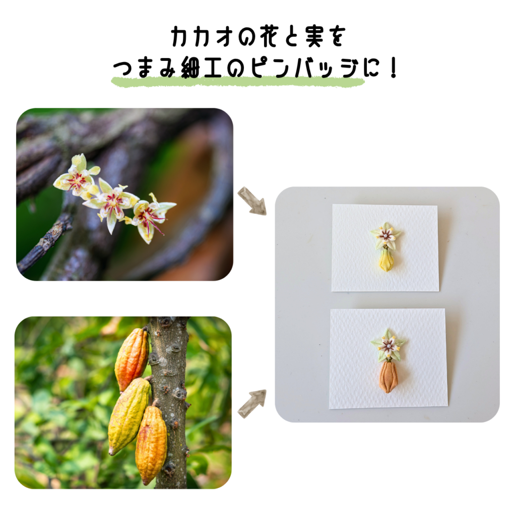 商品写真「こびとの農園の作品」カカオのピンバッジ