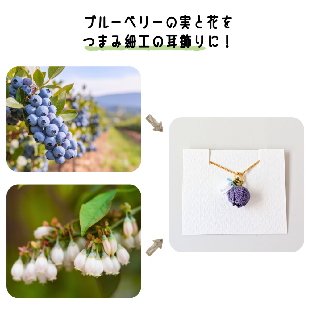 商品写真「こびとの農園の作品」ブルーベリーのネックレス（ペンダント） ～『のこり染』コラボ～