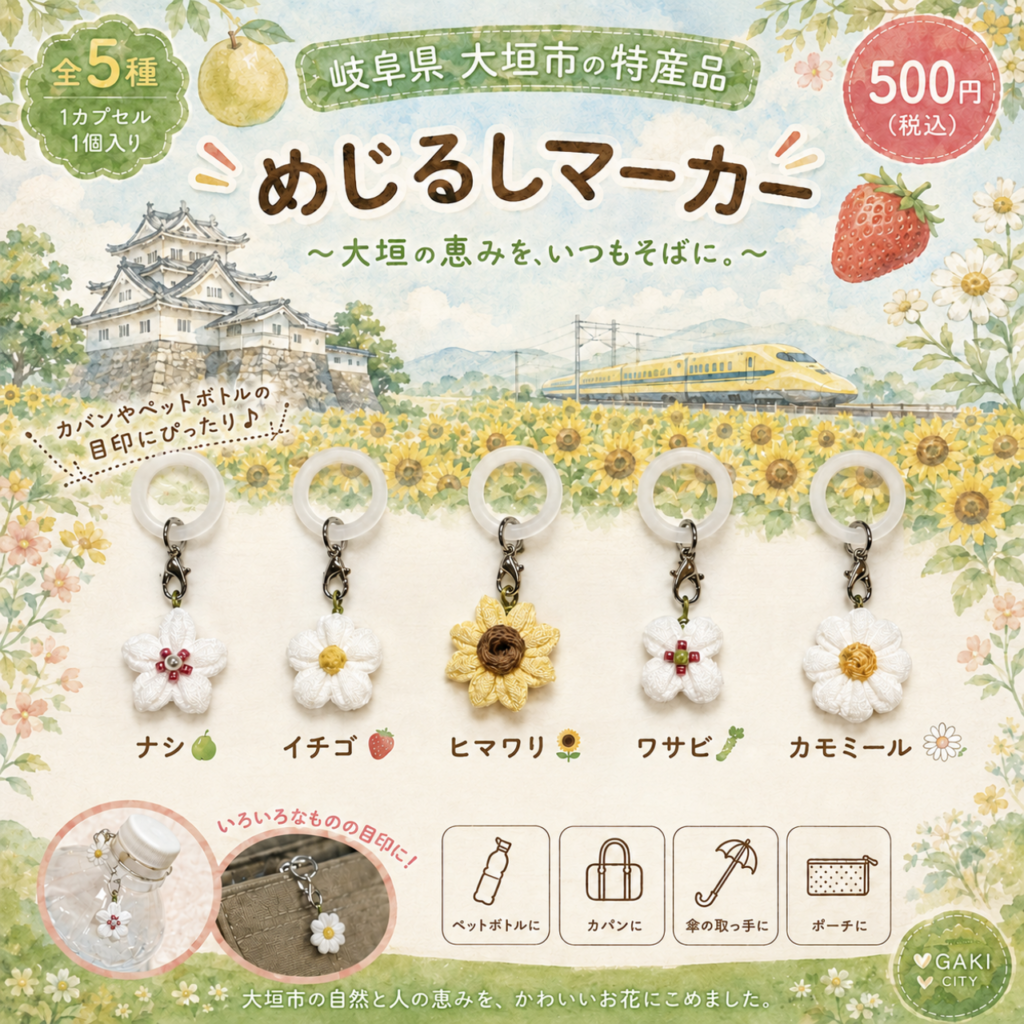 つまみ細工「めじるしマーカー」カプセルトイ全5種類セット