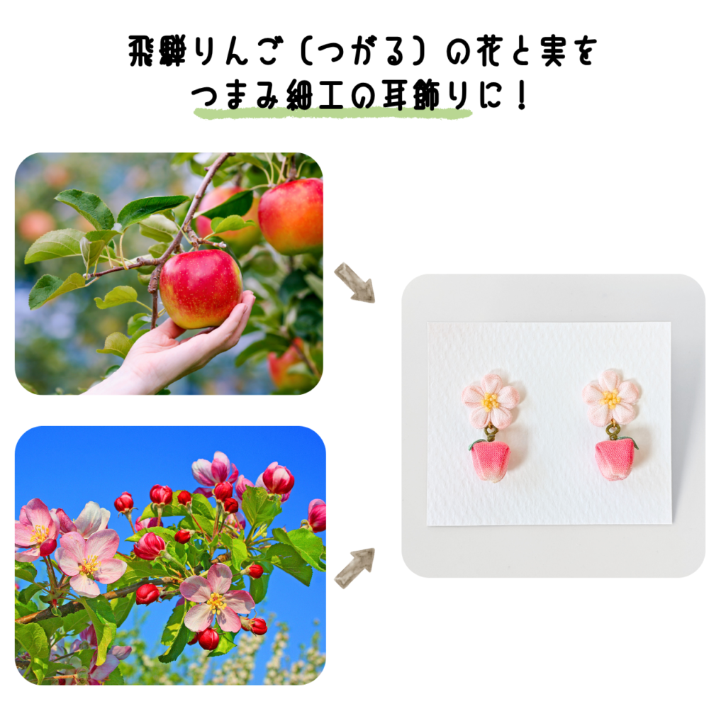 商品写真「こびとの農園の作品」飛騨りんご(つがる)のピアス・イヤリング