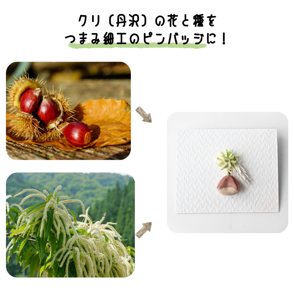 商品写真「こびとの農園の作品」クリ(丹沢)のピンバッジ
