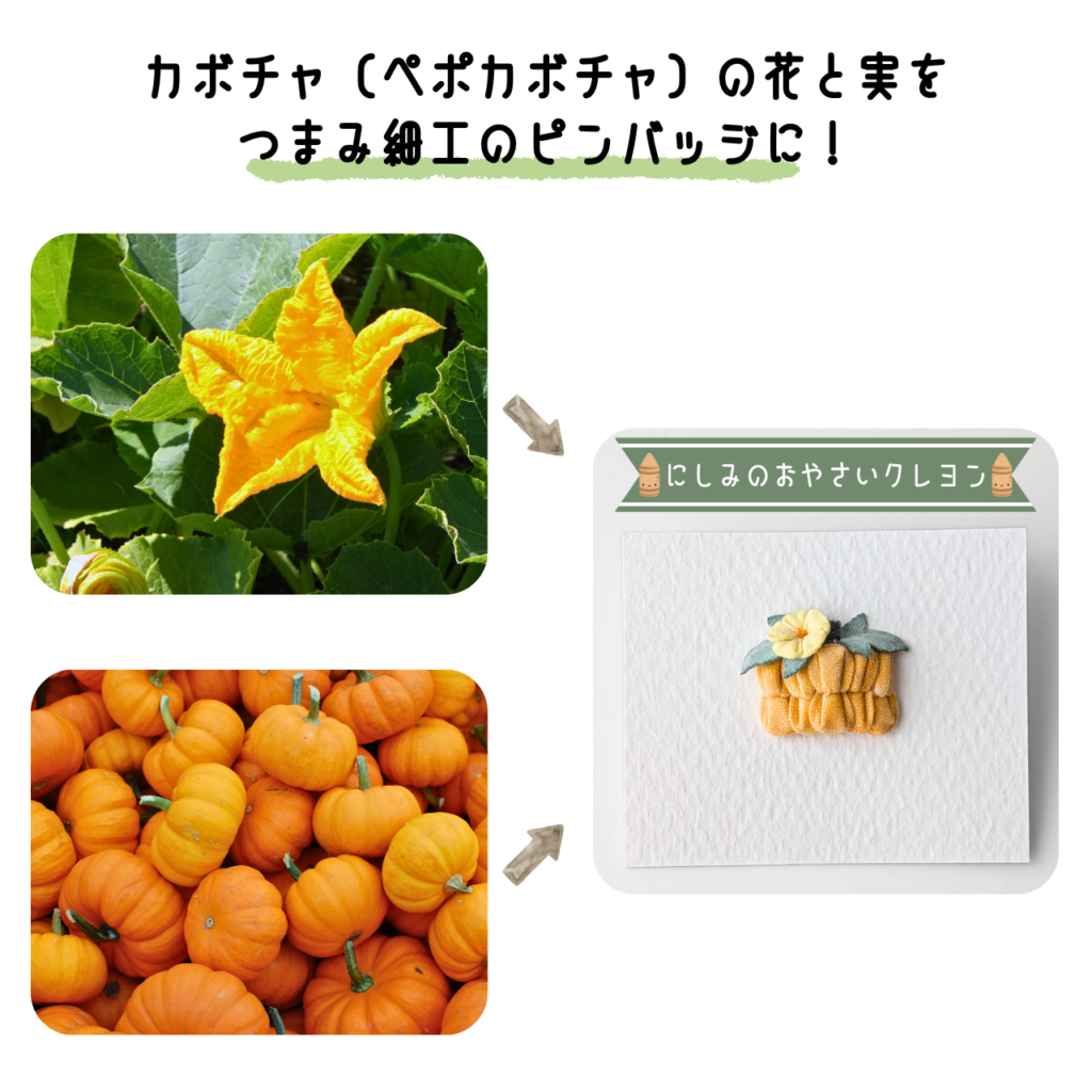 商品写真「こびとの農園の作品」カボチャ（ペポカボチャ）のピンバッジ